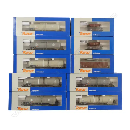 10 BOXED ROCO HO DB FLUID WAGONS etc