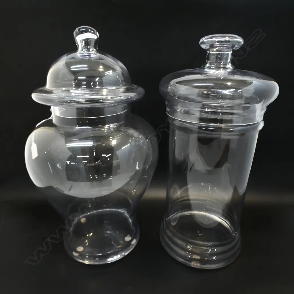 2 LG LIDDED GLASS JARS H.520mm Image 1++