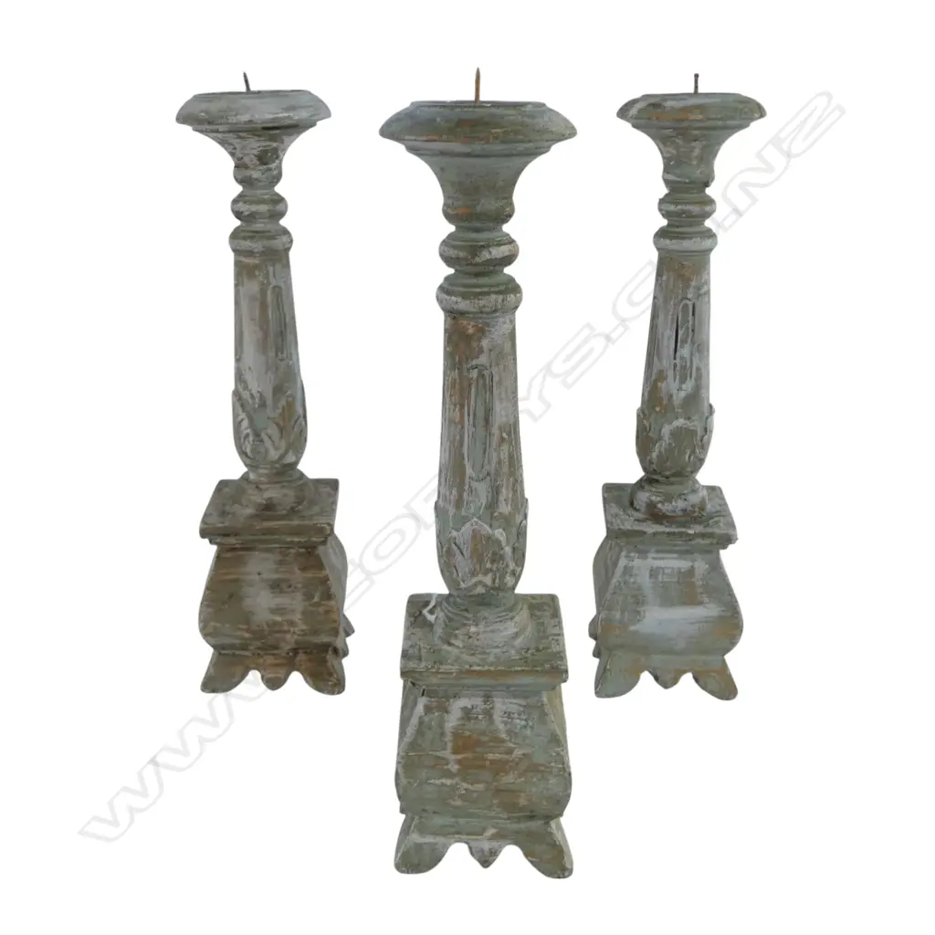 3 WOOD CANDLESTICKS H.350mm Image 1++