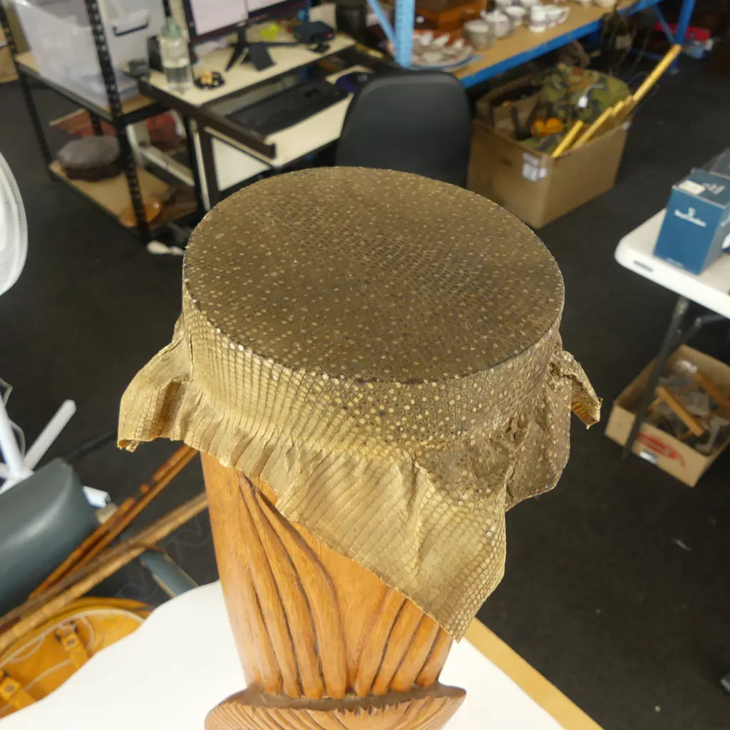 CARVED WOODEN TRIBAL DRUM H.910mm Image 1++