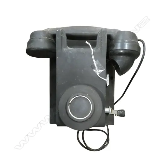 OLD BLACK WALL PHONE crank handle to side no numbers to dial