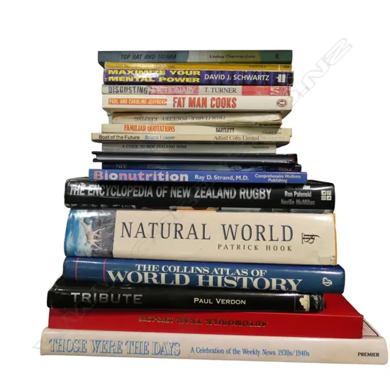 ASSTD. BOOKS – NZ RUGBY, WORLD HISTORY, 1975-1976 AUTOMOBILE ETC 