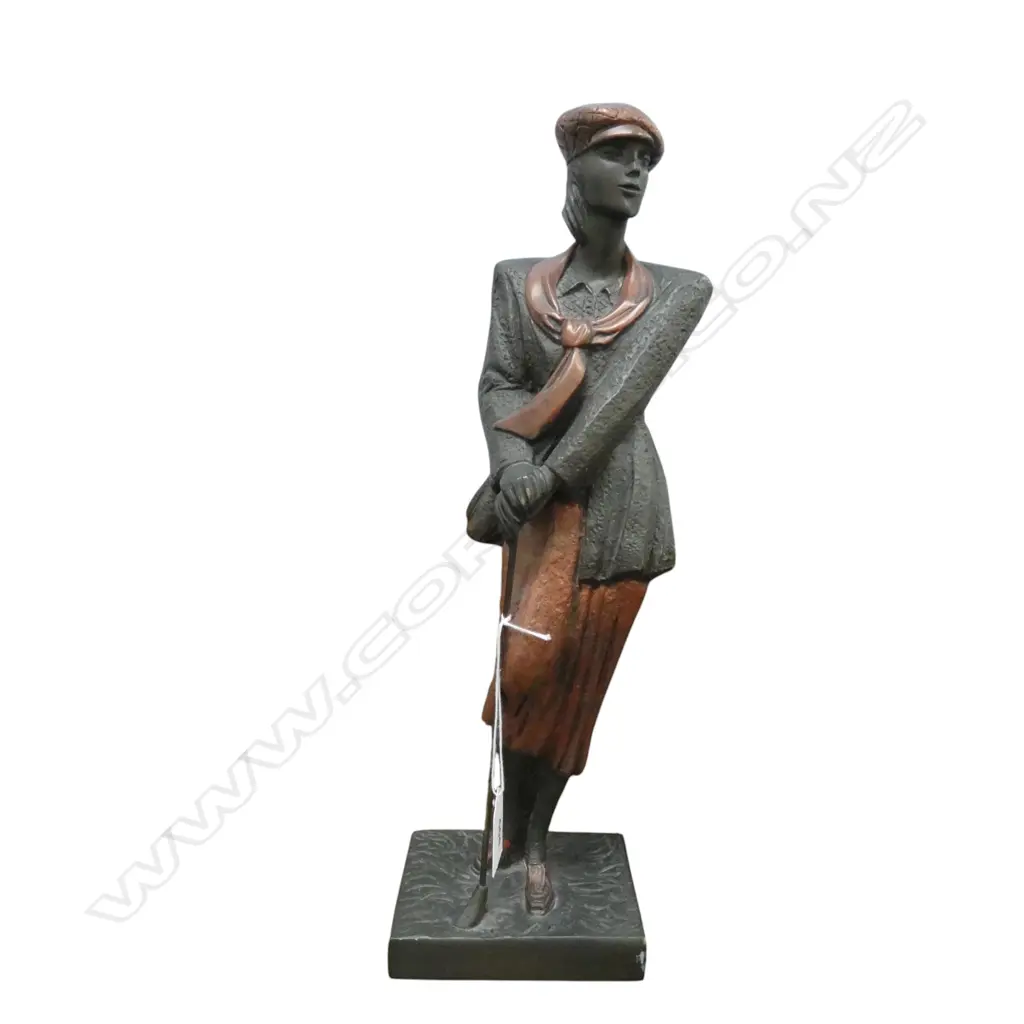 RESIN ANTIQUE STYLE LADY GOLFER H.410mm Image 1++