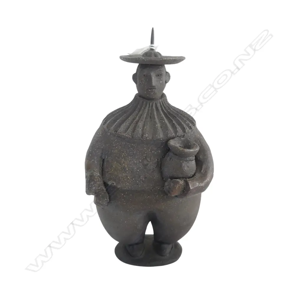 CERAMIC FIGURAL CANDLE STICK in the manner of FERNANDO BOTERO, H.210mm Image 1++