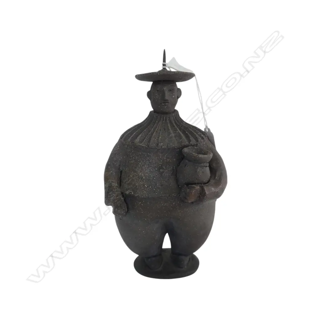 CERAMIC FIGURAL CANDLE STICK in the manner of FERNANDO BOTERO, H.210mm Image 1++