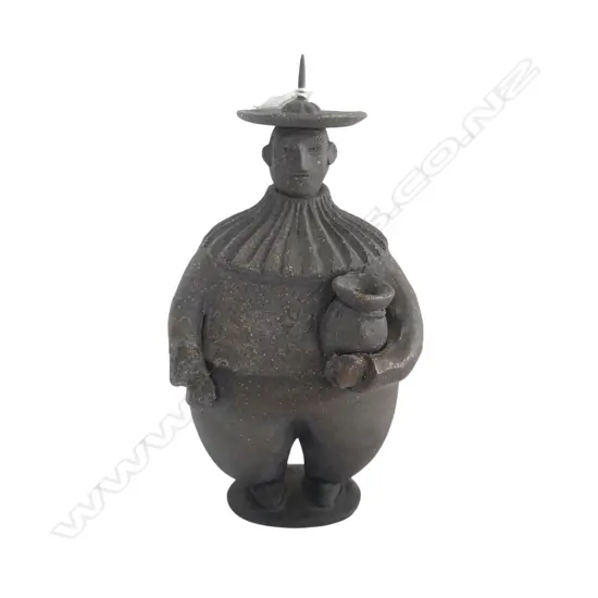 CERAMIC FIGURAL CANDLE STICK in the manner of FERNANDO BOTERO, H.210mm
