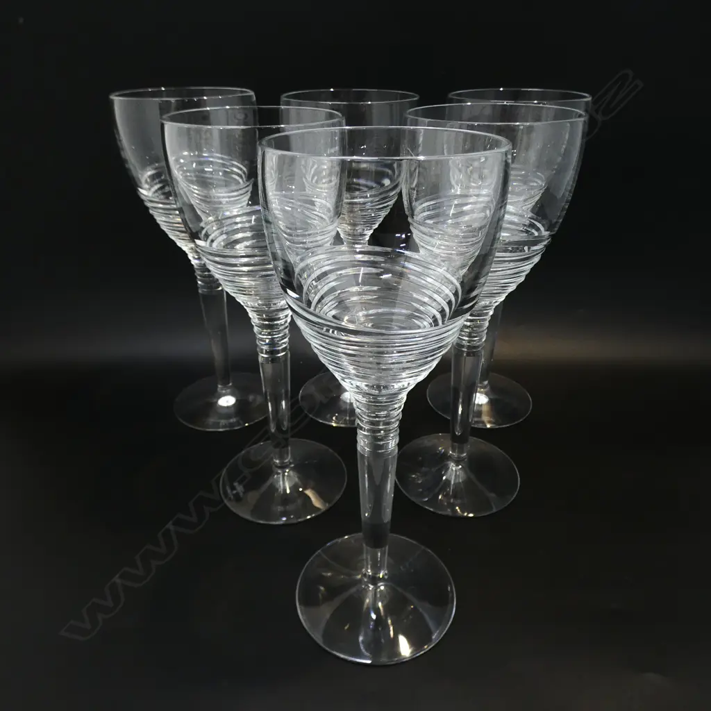6 HEAVY JASPER CONRAN WATERFORD CRYSTAL WINE GLASSES H.250mm Image 1++
