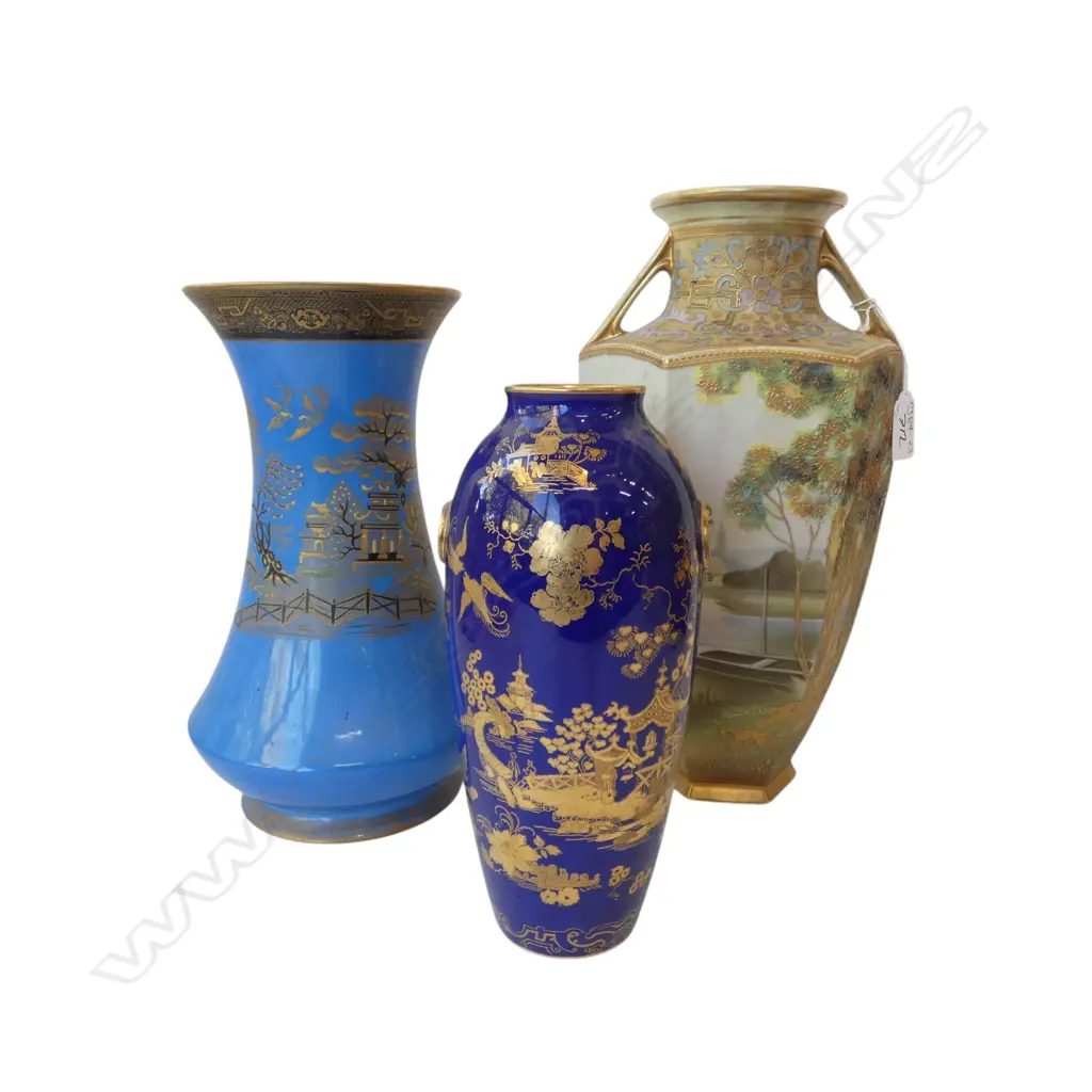 3 VASES; CAULDON, PAGODA & NORITAKE  Image 1++