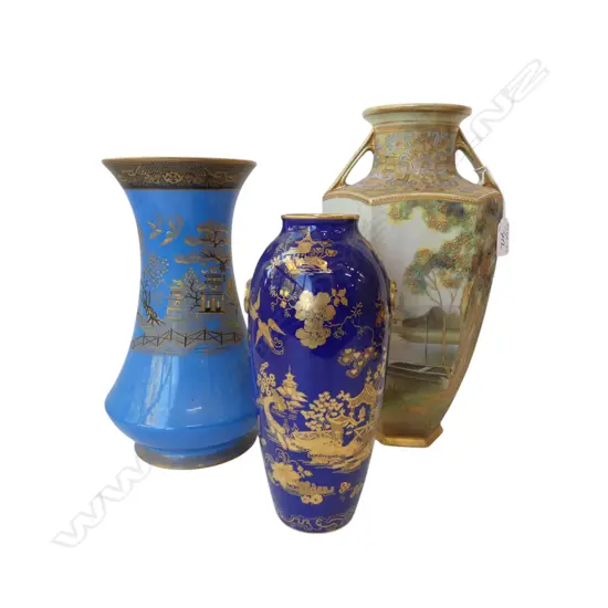 3 VASES; CAULDON, PAGODA & NORITAKE 