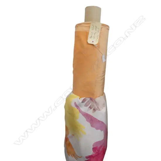 FABRIC BOLT; APRICOT VELVET, COTTON VELVET, 17M ROLL + OTHER FABRIC PIECE