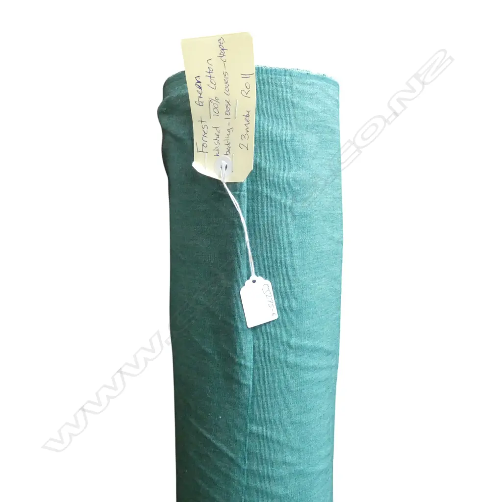 FABRIC BOLT; FORREST GREEN, WASHED COTTON, BEDDING COVERS DRAPES, 23M ROLL Image 1++