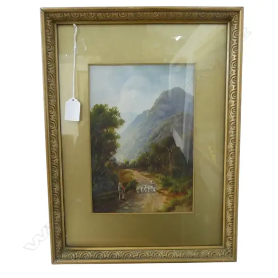 ARTIST UNKNOWN, DROVING SHEEP, OIL ON BOARD, 245 X 165mm (HOUSED IN PERIOD FRAME, ORIGINAL JOHN LEECH LABEL VERSO)