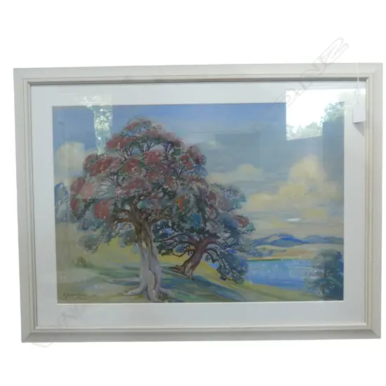 KATHLEEN AIRINI VANE, UNTITLED TREE BY THE LAKE, GOUCACHE, 370x540