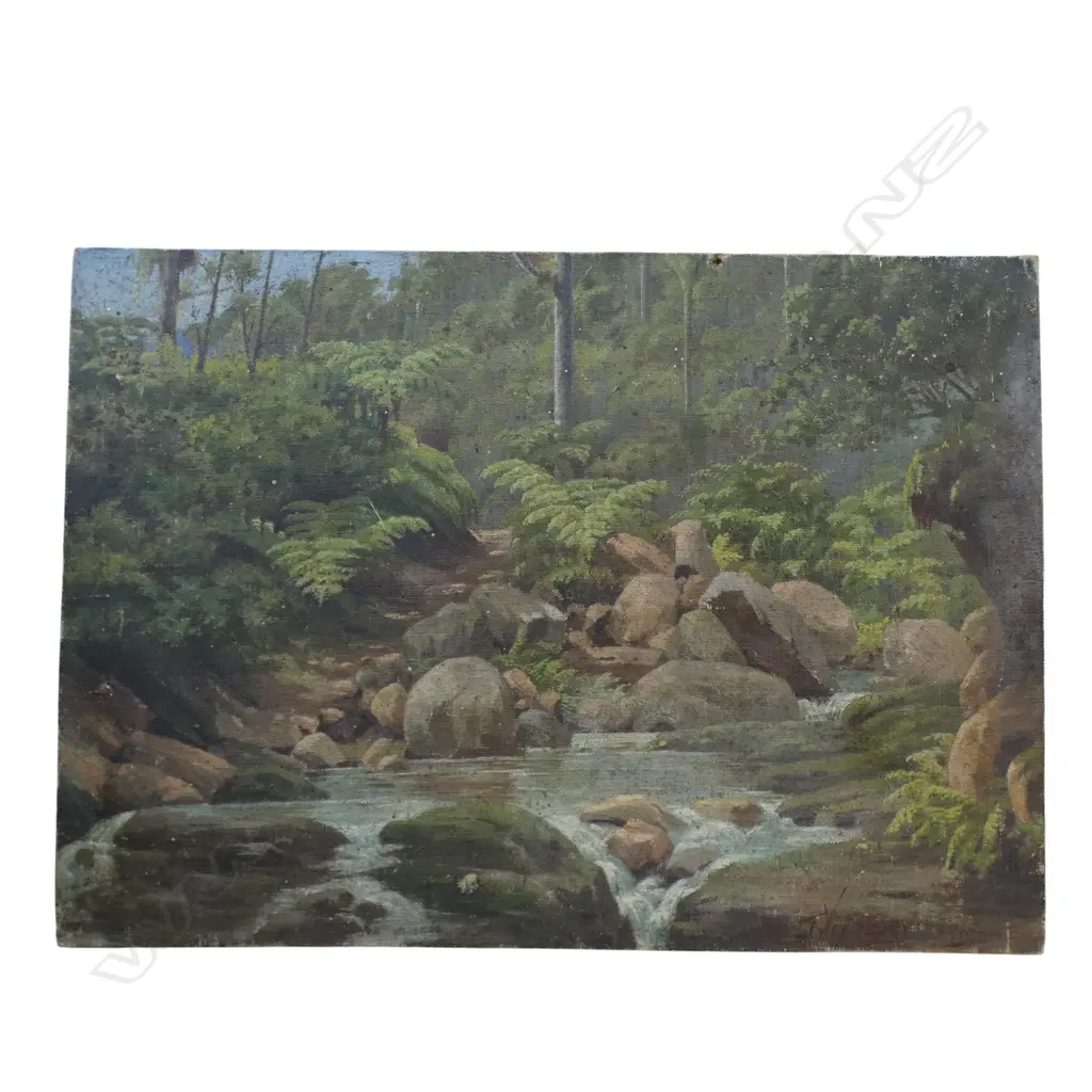 JAMES YEARBURY, BUSH AND STREAM 1915, OIL ON CANVAS BOARD (UNFRAMED), SIGNED AND DATED, 255 X 355mm Image 1++