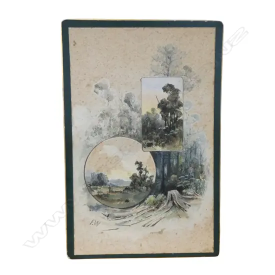 INITIALLED F.W (19th century), NZ BUSH STUDIES, WATERCOLOUR ON CARD, 190 X 125mm