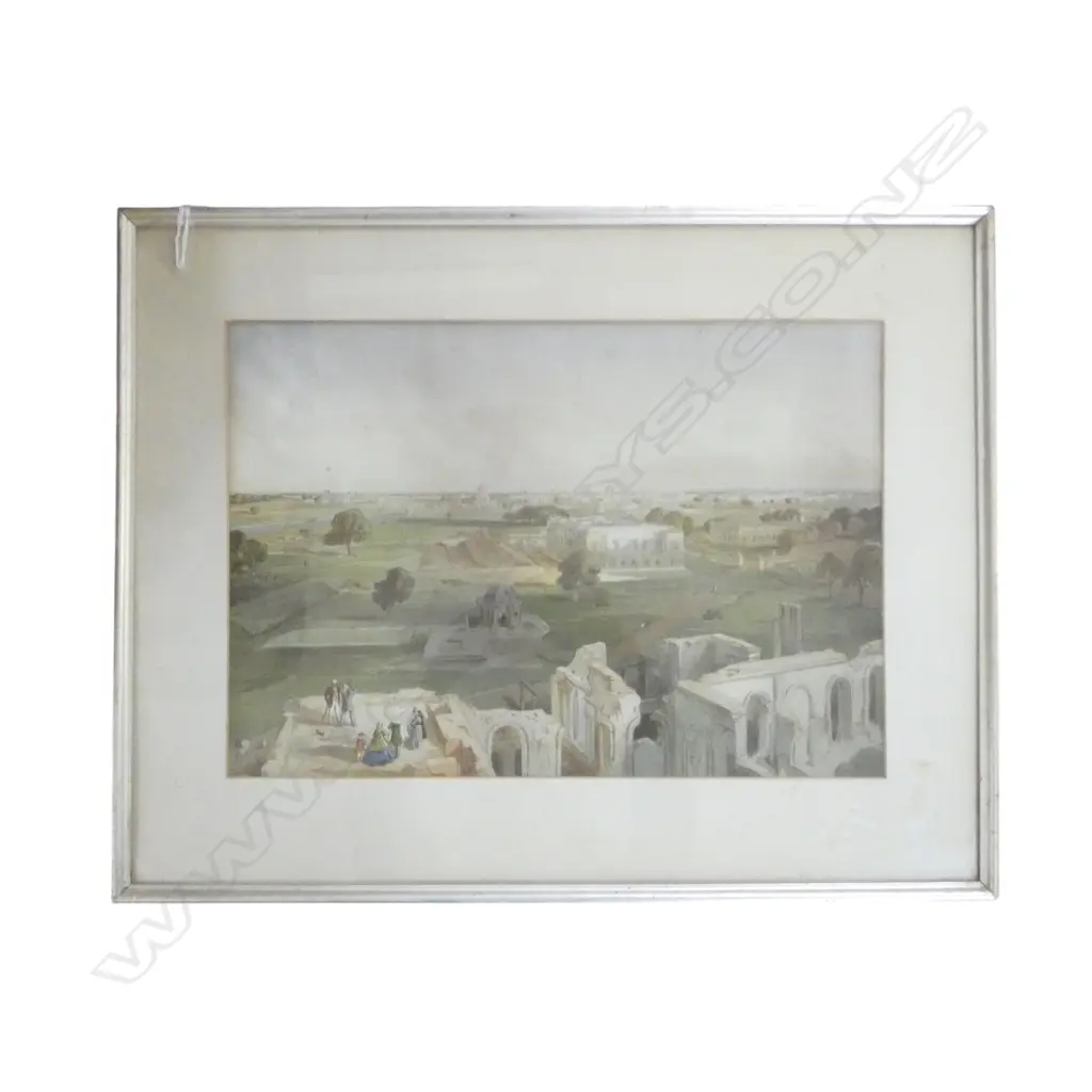 ANTQUE FRAMED W/C LUCKNOW SOUTH FROM RESIDENCY SIGNED W SIMPSON H330 W470MM Image 1++