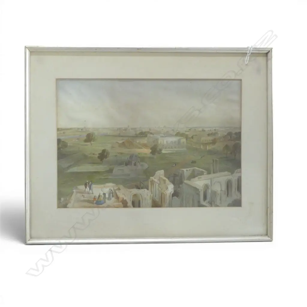 Antique framed LITHOGRAPH LUCKNOW SOUTH FROM RESIDENCY SIGNED W SIMPSON H330 W470MM. this is NOT a w/c Image 1++