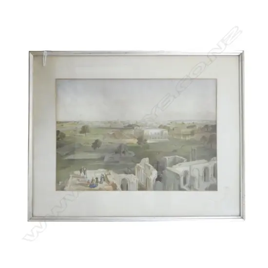 ANTQUE FRAMED W/C LUCKNOW SOUTH FROM RESIDENCY SIGNED W SIMPSON H330 W470MM