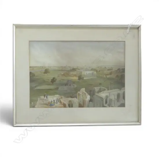 Antique framed LITHOGRAPH LUCKNOW SOUTH FROM RESIDENCY SIGNED W SIMPSON H330 W470MM. this is NOT a w/c