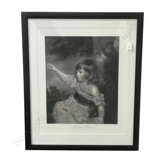 FRAMED ENGRAVING CHILD WAVING H500 W400MM