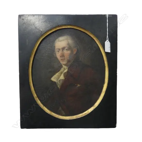FRAMED GEORGIAN OIL ON CANVAS GENT IN RED COAT H270 W220MM