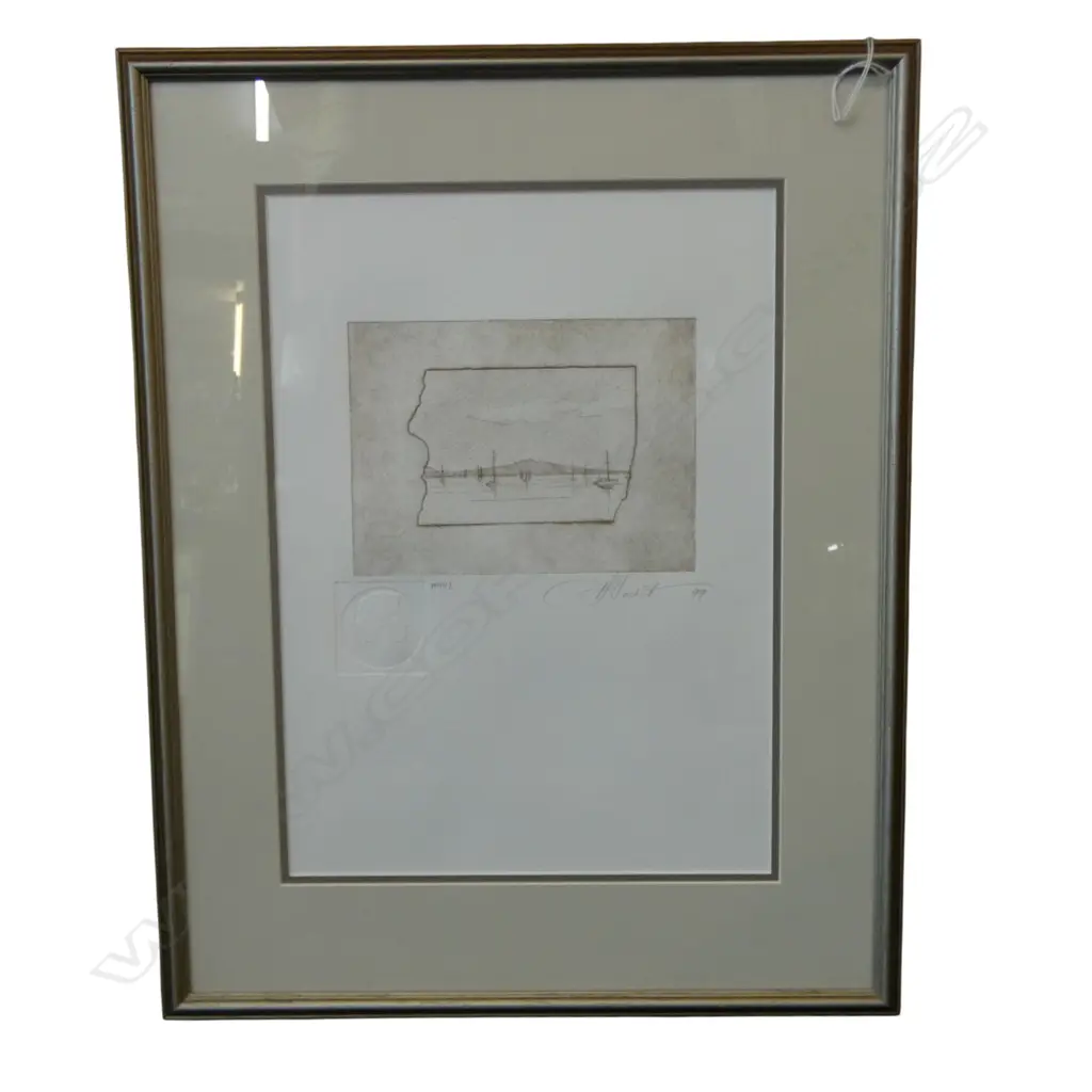 FRAMED PENCIL SKETCH RANGATOTO SIGNED PJ HACKETT H350 W260MM Image 1++