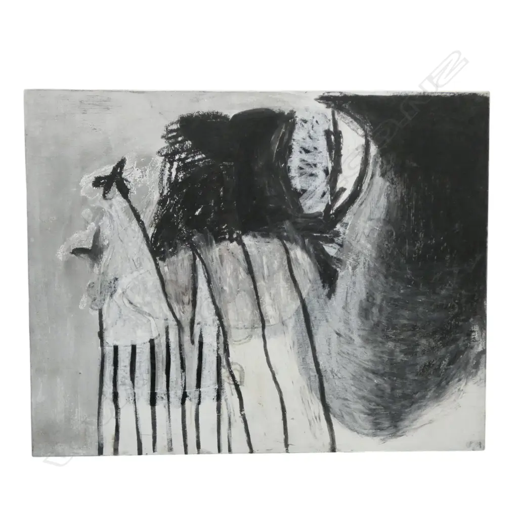 CAT FOOKS, UNTITLED ABSTRACT, MIXED MEDIA ON CANVAS ON BOARD, SIGNED & DATED 1999 380x480mm Image 1++