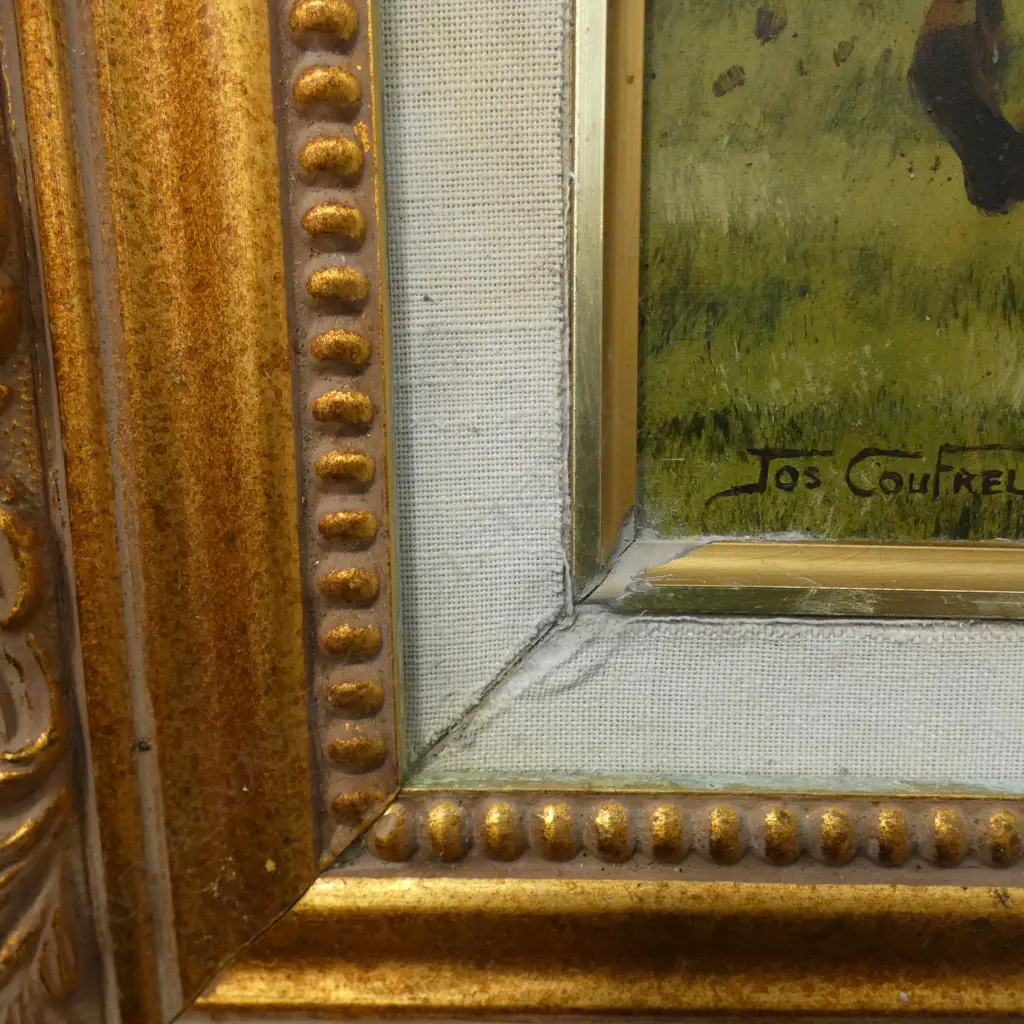 JOS COUFREUR 'HANGOVER HARRY' OIL ON BOARD 295x345mm frame w. faults Image 1++