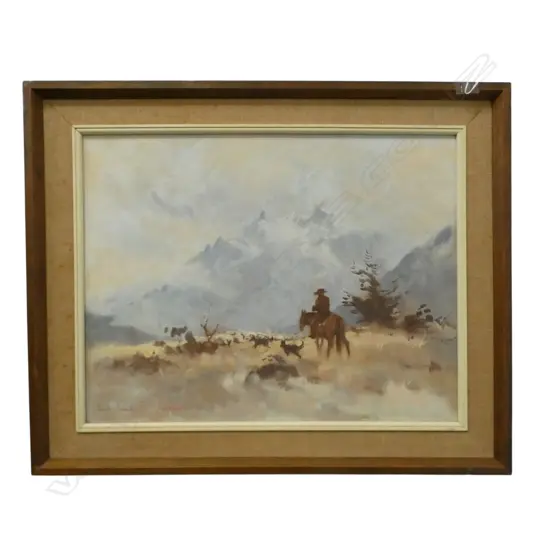 OIL ON BOARD MUSTERER SOUTHLAND SIGNED WALLACE T KEOWN H340 W440MM
