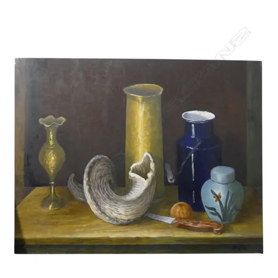 ROGER STAPLES (1942-2025) 'SHELL HORN ORANGE' acrylic on linen signed. Entitled & dated 2013 verso. 560x715mm