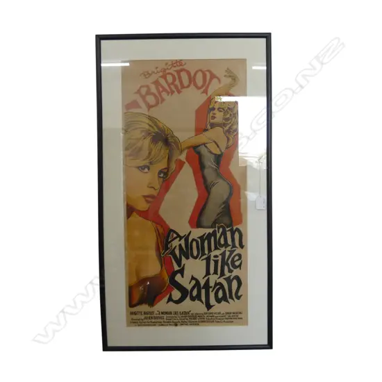 FRAMED VINTAGE MOVIE POSTER 'BRIGITTE BARDOT in A WOMAN LIKE SATAN', 700 x 320mm