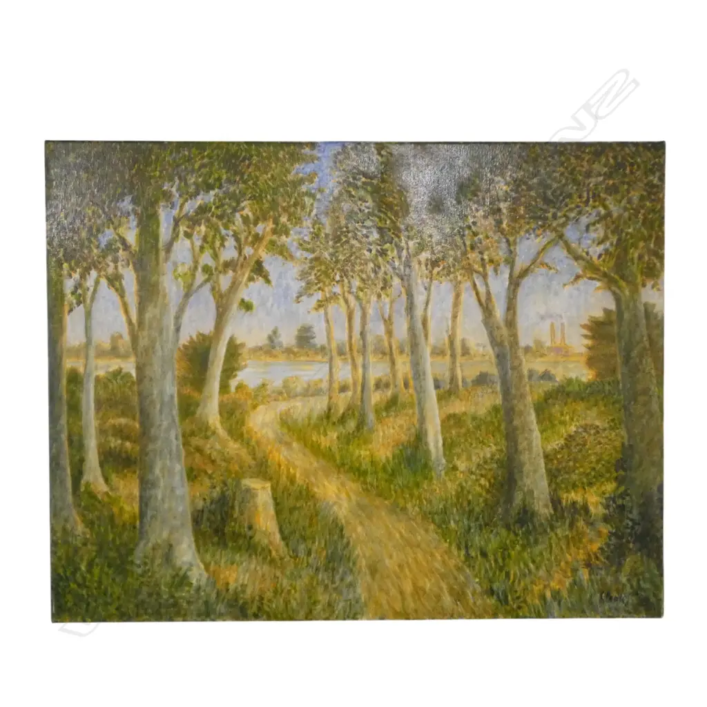 ROGER STAPLES (1942-2025) 'A WALK IN THE PARK' acrylic on linen signed. Entitled & dated 2020 verso. 700 x 900mm Image 1++