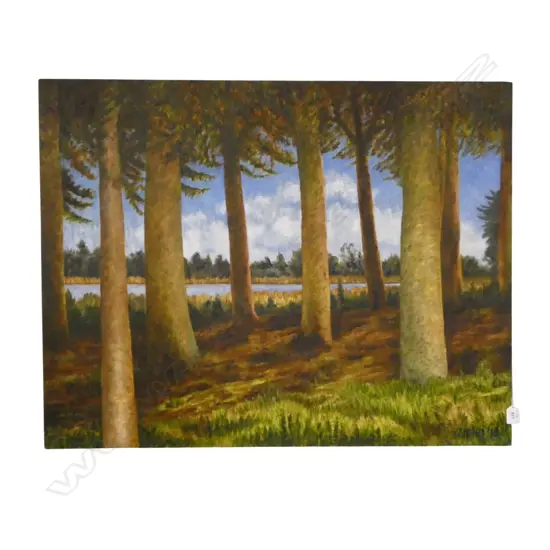 ROGER STAPLES (1942-2025) 'ESTUARY AND TREES' acrylic on linen signed. Entitled & dated 2010 verso. 700 x 900mm