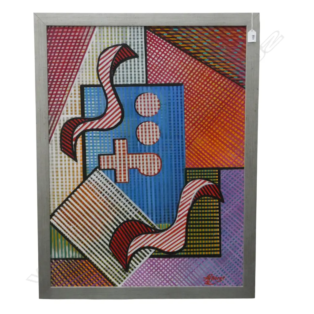 ASTRACT ACRYLIC ON BOARD, SIGNED BOROS 785x590mm Image 1++