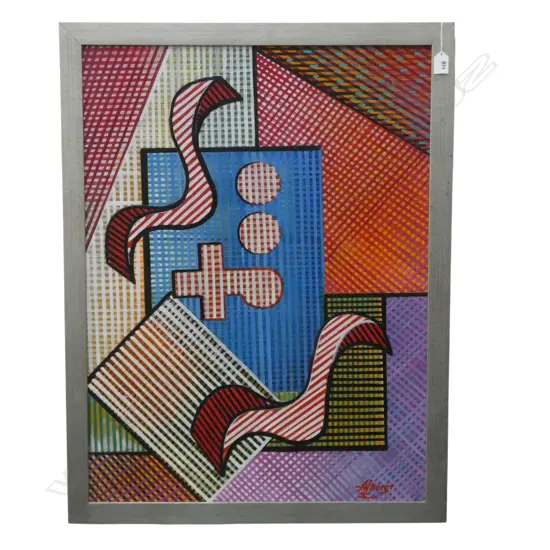 ASTRACT ACRYLIC ON BOARD, SIGNED BOROS 785x590mm