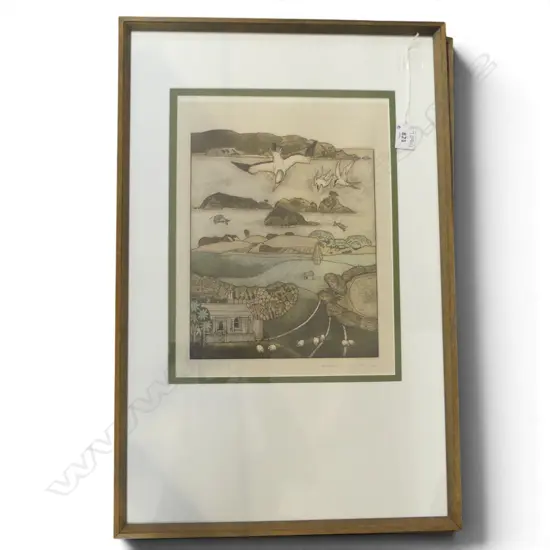 RUSSELL M. JACKSON 'BLAND BAY' PRINT 12/100 SIGNED & DATED '84 335x260mm