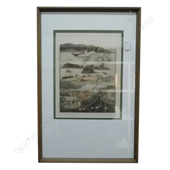 RUSSELL M. JACKSON 'BLAND BAY' PRINT 12/100 SIGNED & DATED '84 335x260mm