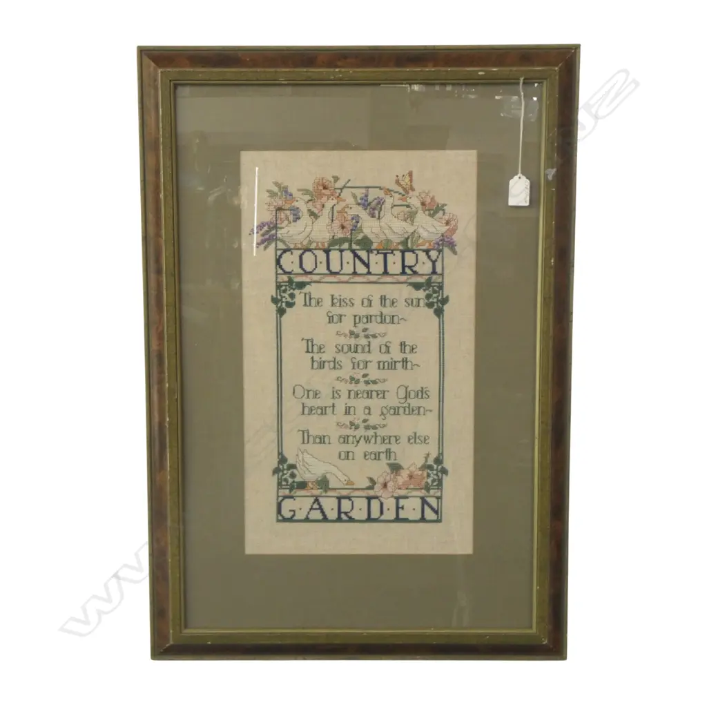 FRAMED CROSS STITCH the benefits of gardening, H.760 x 500mm framed Image 1++