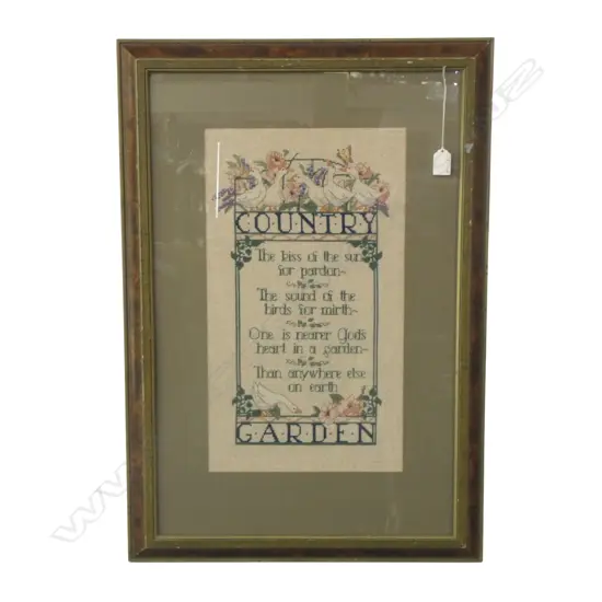 FRAMED CROSS STITCH the benefits of gardening, H.760 x 500mm framed