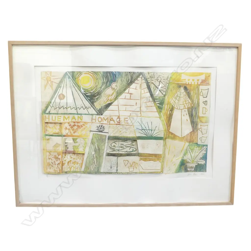 JULIE PLOWS " HUEMAN HOMAGE'" 1998 SIGNED  FRAMED COLLAGE 1/6, 460 X 750MM DEFAULT TO THE MAT Image 1++