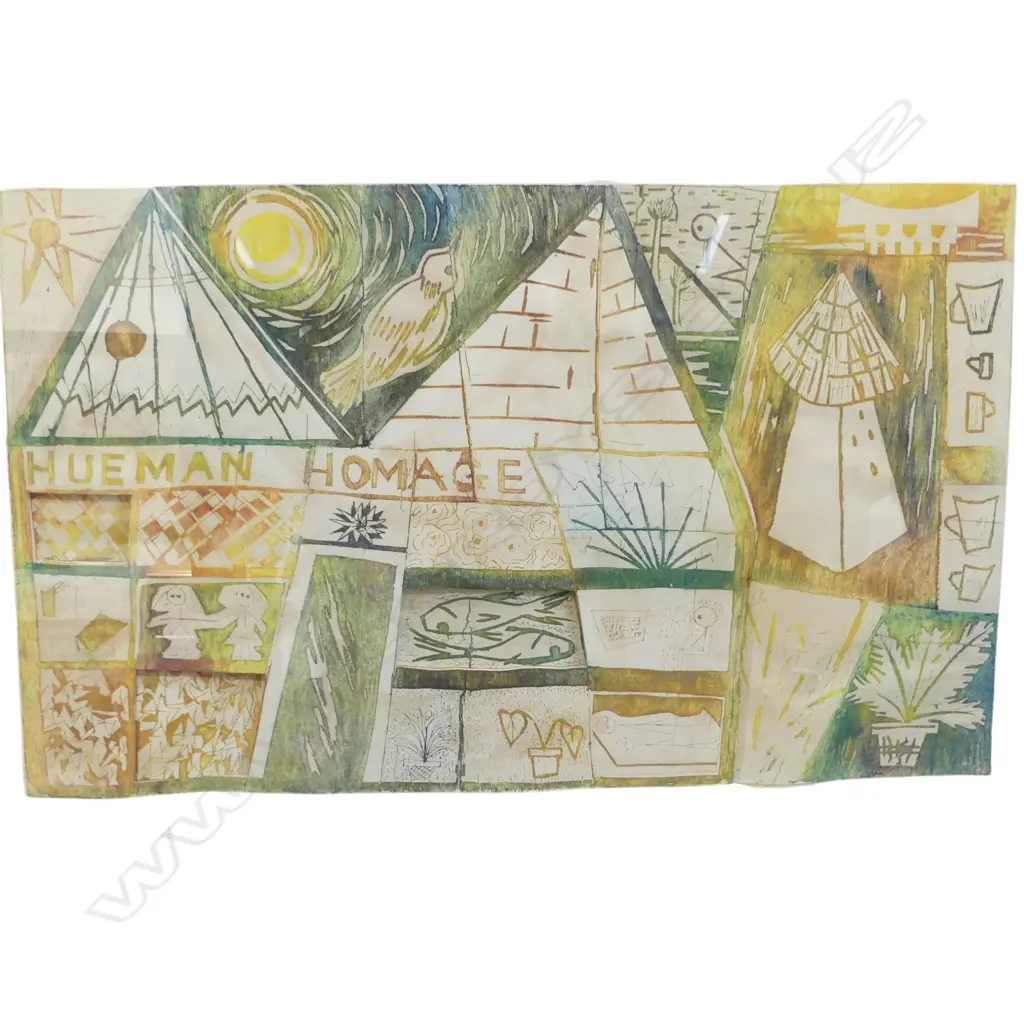 JULIE PLOWS " HUEMAN HOMAGE'" 1998 SIGNED  FRAMED COLLAGE 1/6, 460 X 750MM DEFAULT TO THE MAT Image 1++