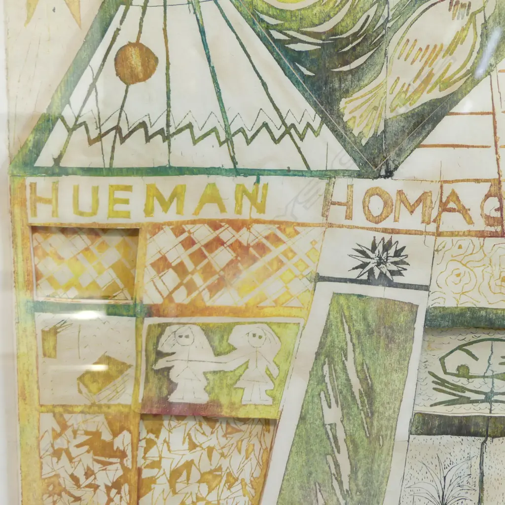 JULIE PLOWS " HUEMAN HOMAGE'" 1998 SIGNED  FRAMED COLLAGE 1/6, 460 X 750MM DEFAULT TO THE MAT Image 1++