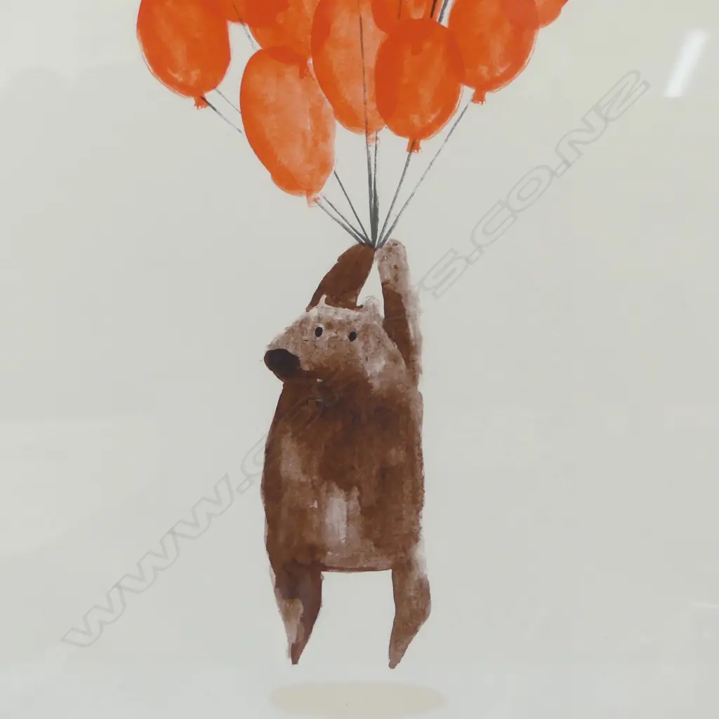 " BEAR AND BALLONS" FRAMED ART PRINT, 600 X 430MM Image 1++
