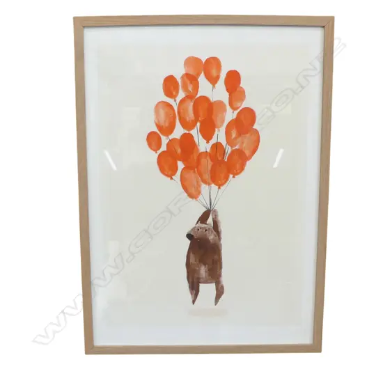 " BEAR AND BALLONS" FRAMED ART PRINT, 600 X 430MM