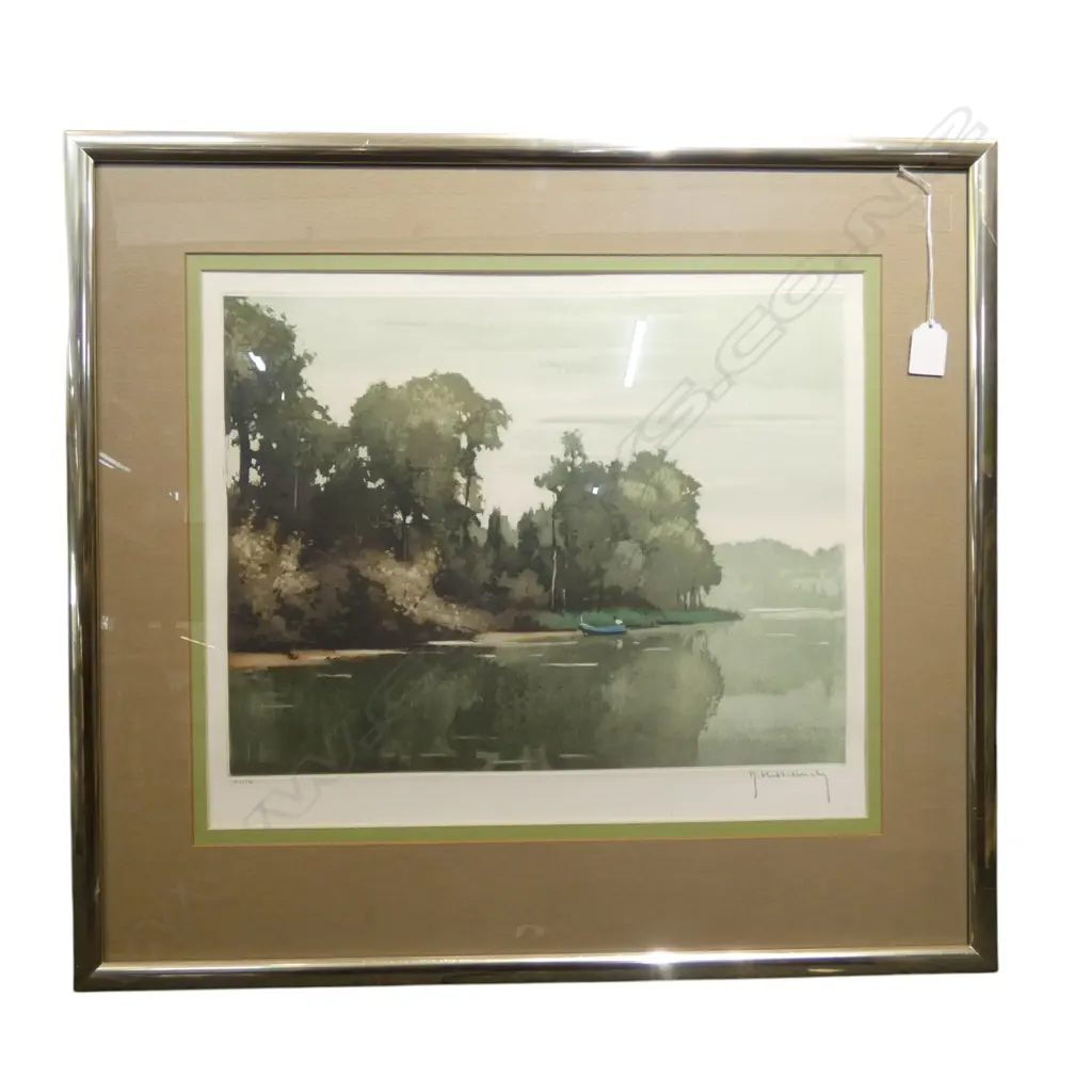 SIGNED PRINT; LAKE SCENE, 370x445mm Image 1++