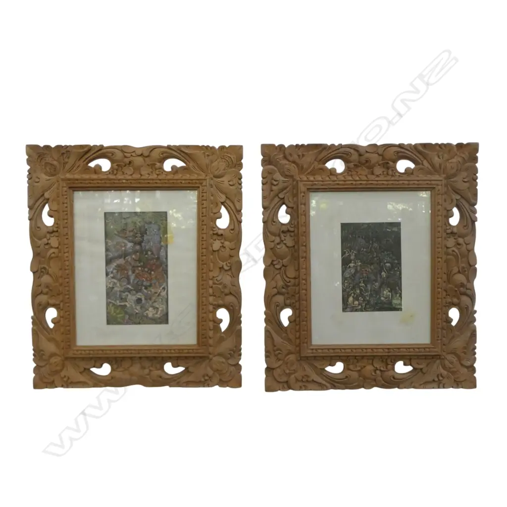 2 FRAMED INDONESIAN WORKS 140x95mm Image 1++