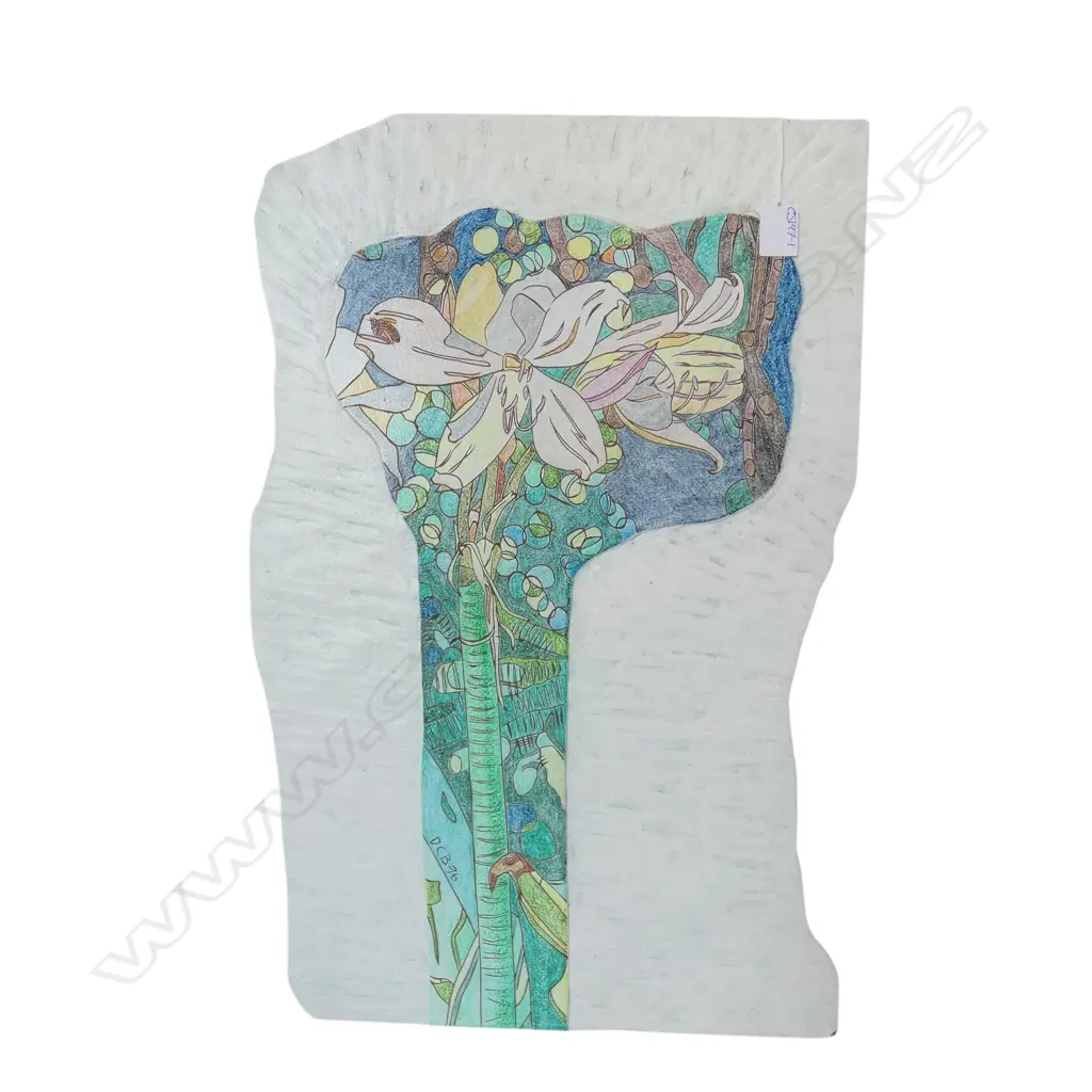 PAINTING SIGNED D.C.B. '96, LILY MONOLOGUE, MIXED MEDIA, 610x380mm Image 1++