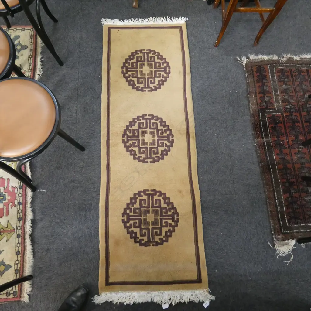 HAND KNOTTED WOOL PILE RUNNER w. ORIENTAL DESIGN 1800x600mm Image 1++