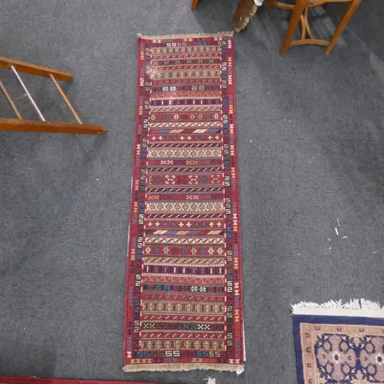 HAND WOVEN ALL WOOL RUNNER 1830x570mm w. UNDERLAY
