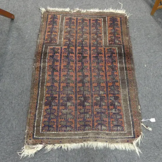 HAND KNOTTED ALL WOOL PRAYER RUG 1250x830mm